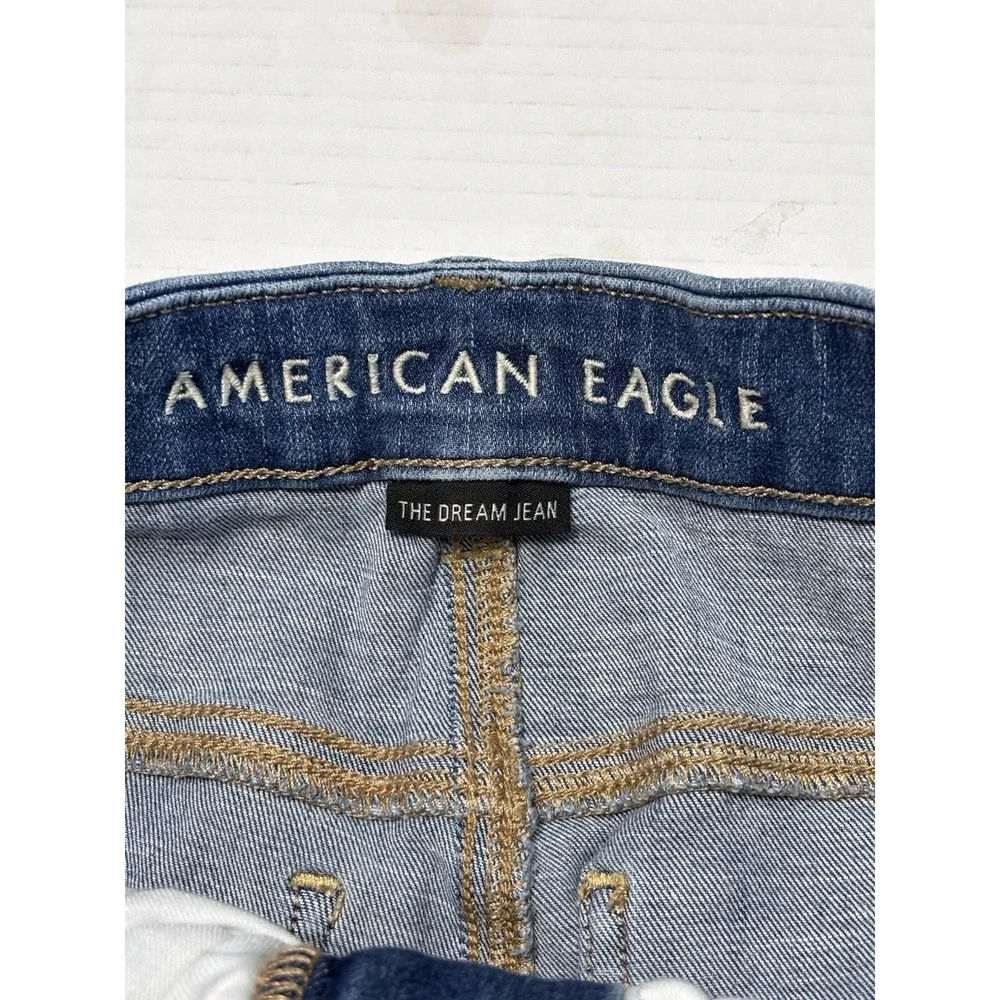 American Eagle Dream Jean High Rise Skinny Distressed Ripped 2 Regular Blue‎